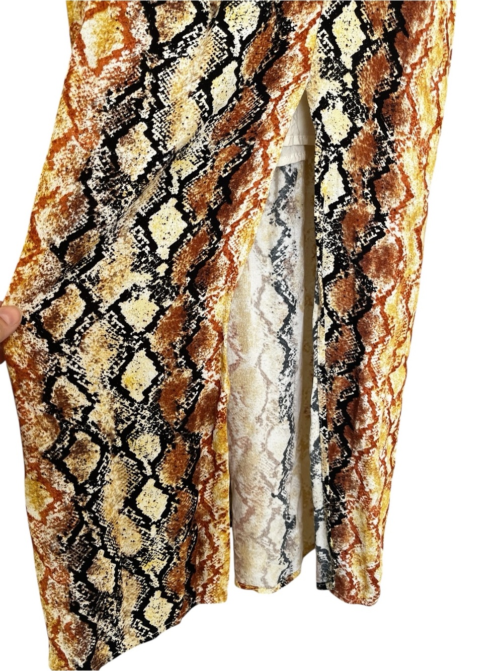 L*SPACE Portola Dress Pretty In Python Snake Print Midi Dress Side Slit Size L - Picture 6 of 12